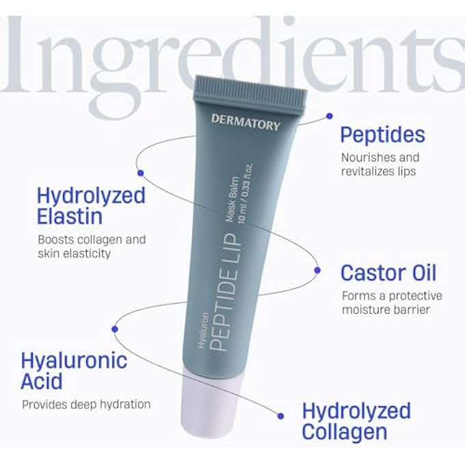 DERMATORY HYALLURON PEPTIDE VOLUME LIP MASK BALM - HYDRATING & MOISTURIZING LIP MASK FOR DAY & NIGHT CARE (10ML) - Image 3